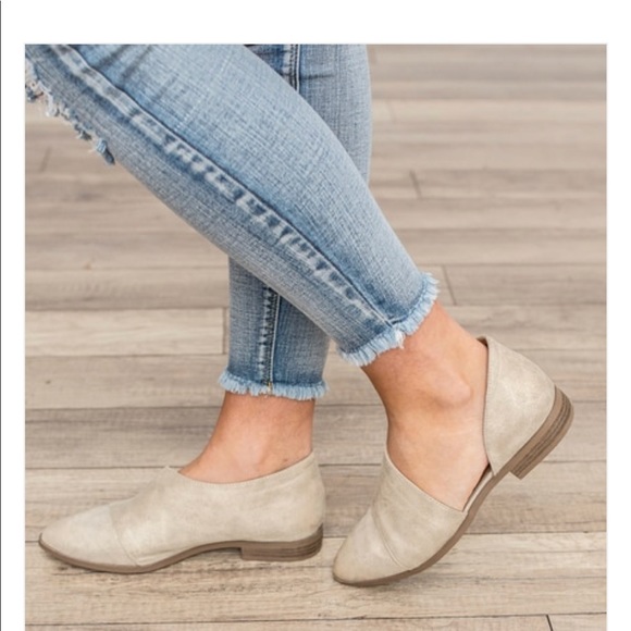 NEW SIZES Ladies open shank ballerina flats. Stone - Picture 2 of 7